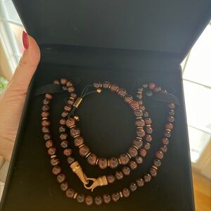 NWTKay Jeweler’s Men’s Tiger's Eye Bead Necklace & bracelet Stainless Steel
